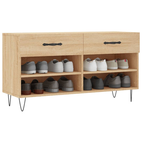 Vidaxl Shoe Bench 102x35x55 cm Engineered Wood Sonoma Oak-farvet