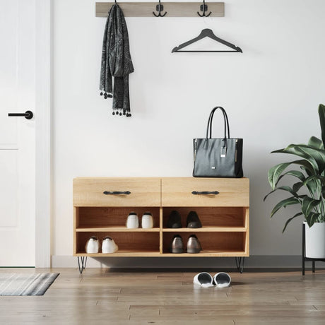 Vidaxl Shoe Bench 102x35x55 cm Engineered Wood Sonoma Oak-farvet