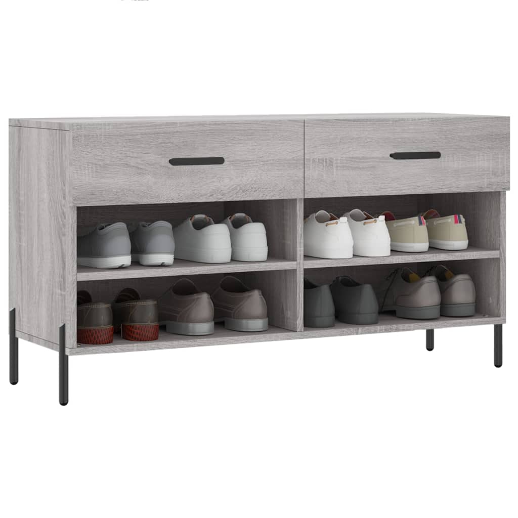Vidaxl Shoe Sofa 102x35x55 cm Forarbejdet trægrå sonoma eg Farve