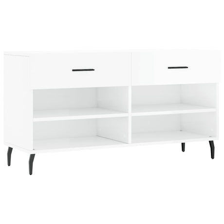 Vidaxx sko bænk 102x35x55 cm færdig træ højglans hvid
