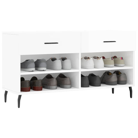 Vidaxx sko bænk 102x35x55 cm færdig træ højglans hvid