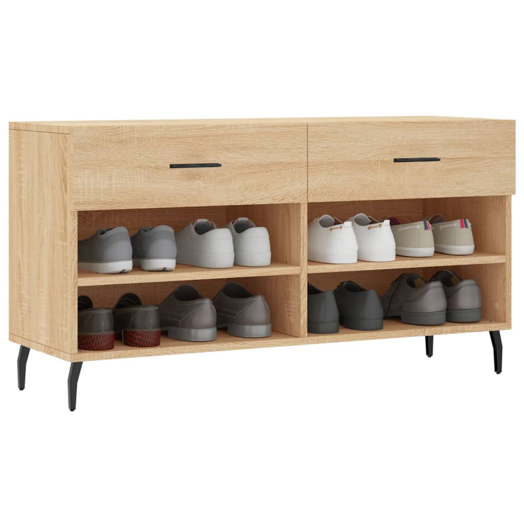 Vidaxl Shoe Bench 102x35x55 cm Engineered Wood Sonoma Oak-farvet