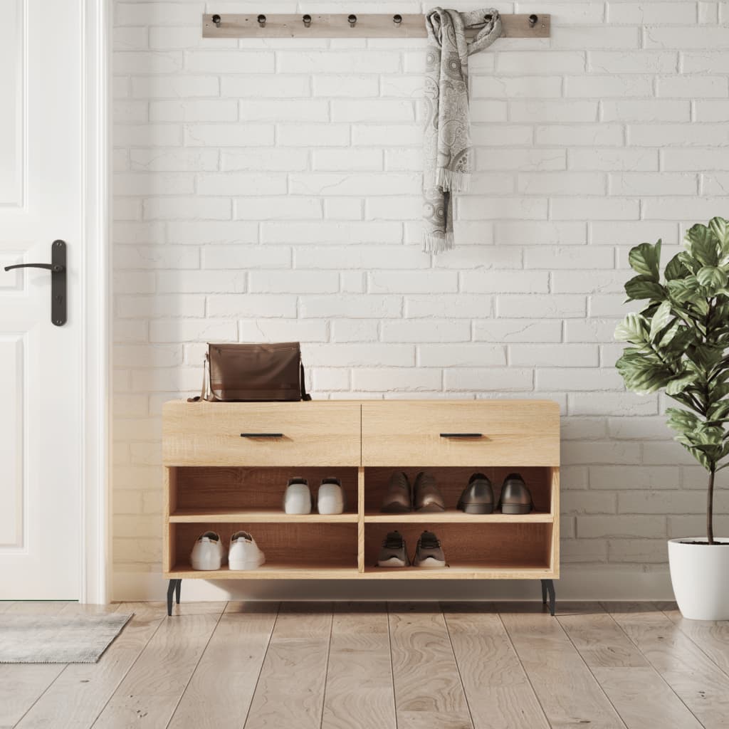 Vidaxl Shoe Bench 102x35x55 cm Engineered Wood Sonoma Oak-farvet