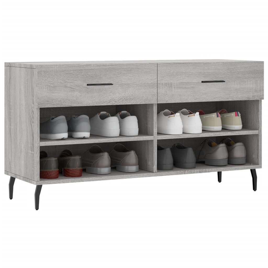 Vidaxx sko bænk 102x35x55 cm konstrueret træ grå sonoma eg farve