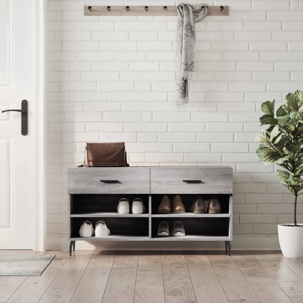 Vidaxx sko bænk 102x35x55 cm konstrueret træ grå sonoma eg farve