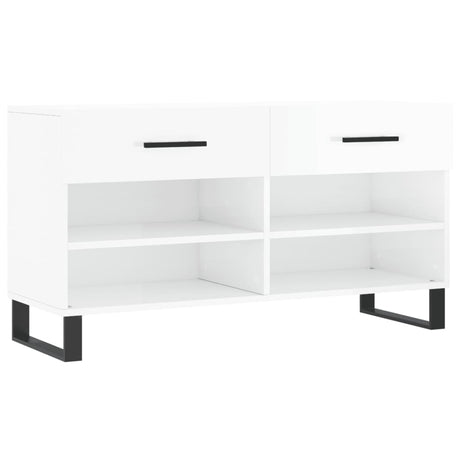 Vidaxx sko bænk 102x35x55 cm færdig træ højglans hvid