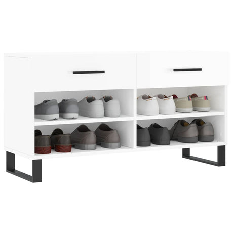 Vidaxx sko bænk 102x35x55 cm færdig træ højglans hvid