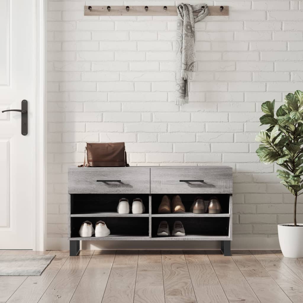Vidaxl Shoe Sofa 102x35x55 cm Forarbejdet trægrå sonoma eg Farve