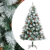 Vidaxl Kunstkerstboom med hængsler fyrretræer og bær 210 cm
