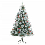 Vidaxl Kunstkerstboom med hængsler fyrretræer og bær 210 cm