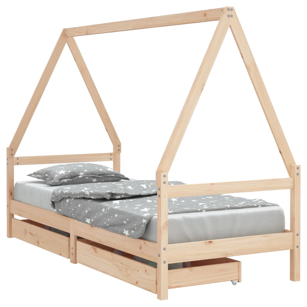 Vidaxl kinderbedframe met lades 80x200 cm massief grenenhout