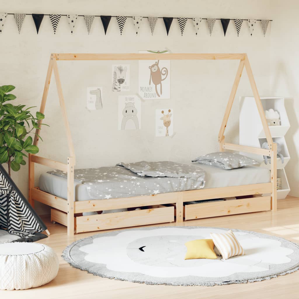 Vidaxl kinderbedframe met lades 80x200 cm massief grenenhout