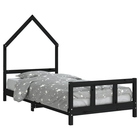 Vidaxl kinderbedframe 90x200 cm massief grenenhout zwart