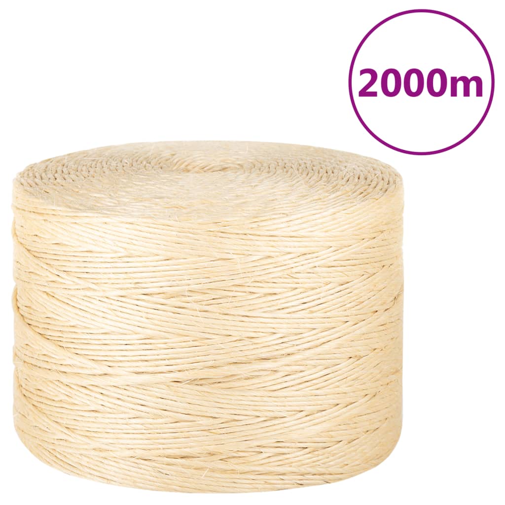 Vidaxl reb 3 mm 2000 m 100% sisal