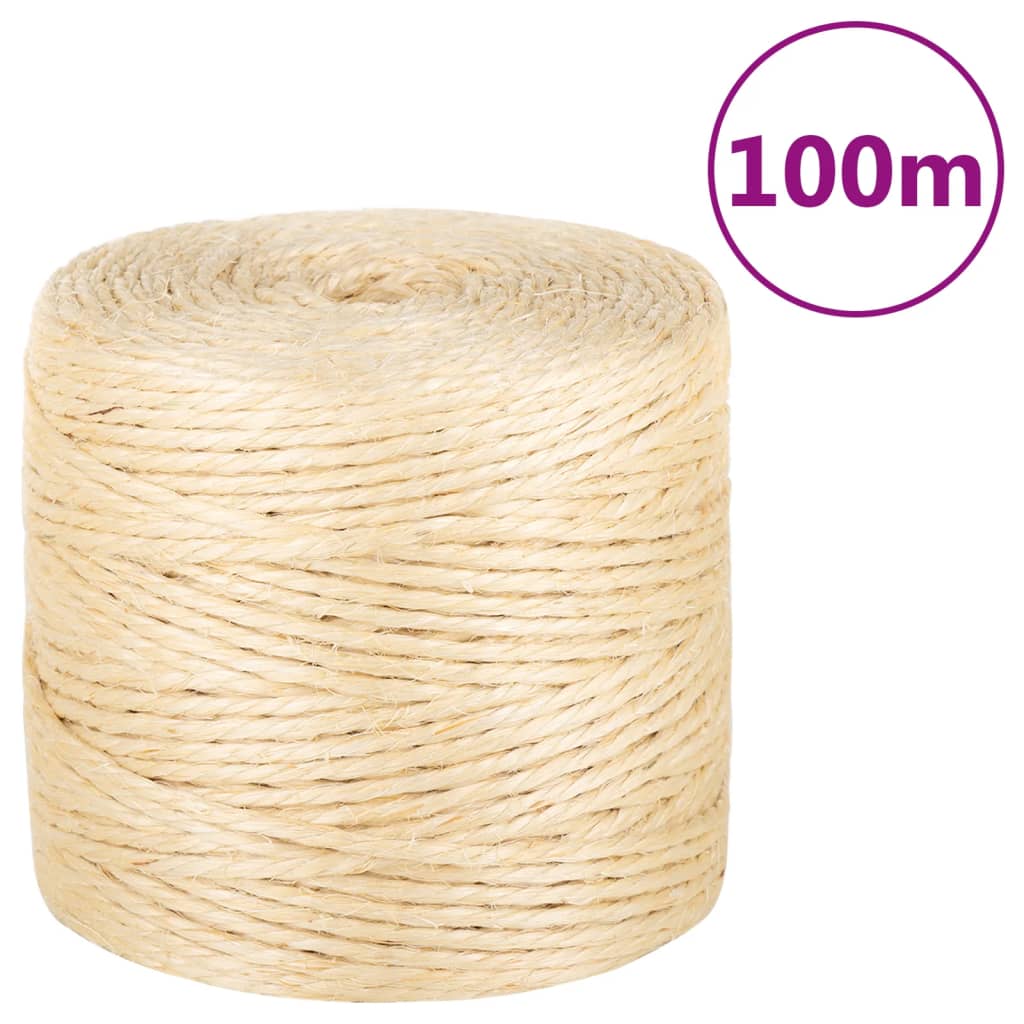 Vidaxl reb 4 mm 100 m 100% sisal