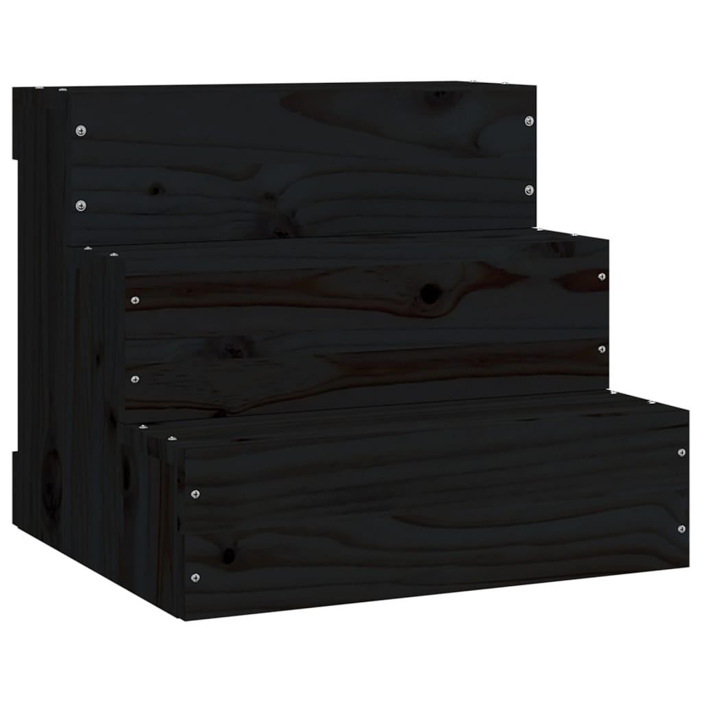Vidaxl Pet Trappe 40x37.5x35 cm Solid fyrretræ sort