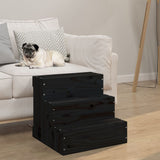 Vidaxl Pet Trappe 40x37.5x35 cm Solid fyrretræ sort
