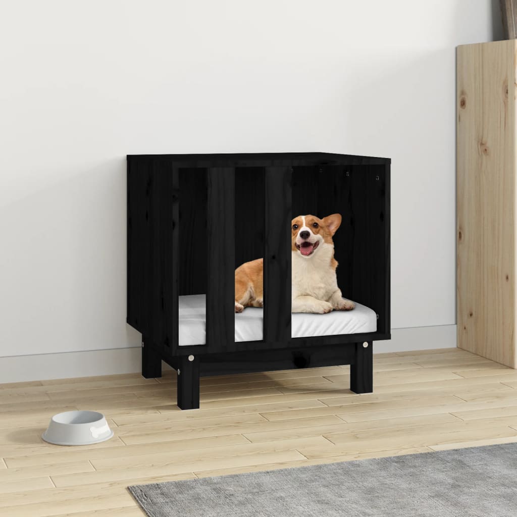 Vidaxl Dog Loft 50x40x52 cm Solid fyrretræ sort