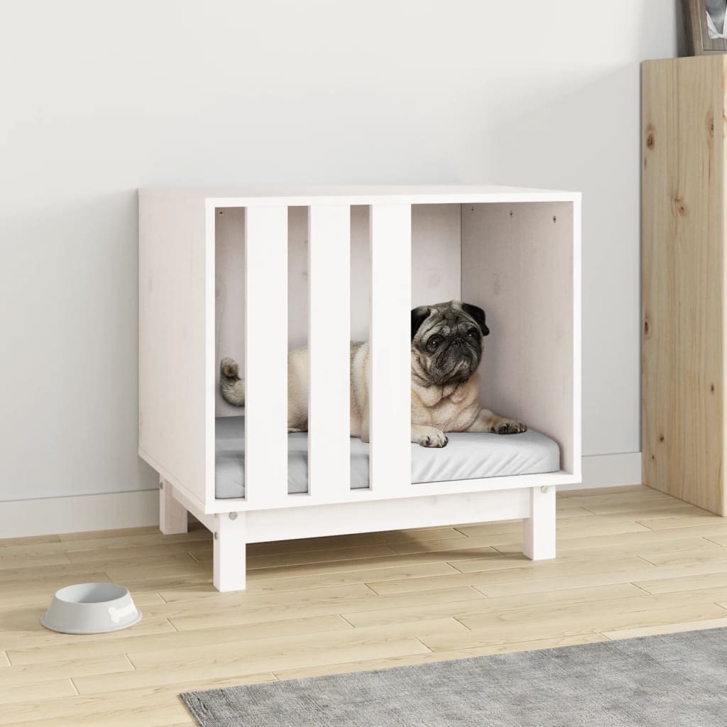 Vidaxxl hundehus 60x45x57 cm massiv fyrretræ hvid