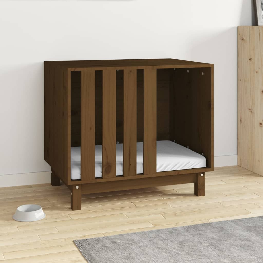 Vidaxl Doghouse 70x50x62 cm Solid fyrretræ Honningbrun