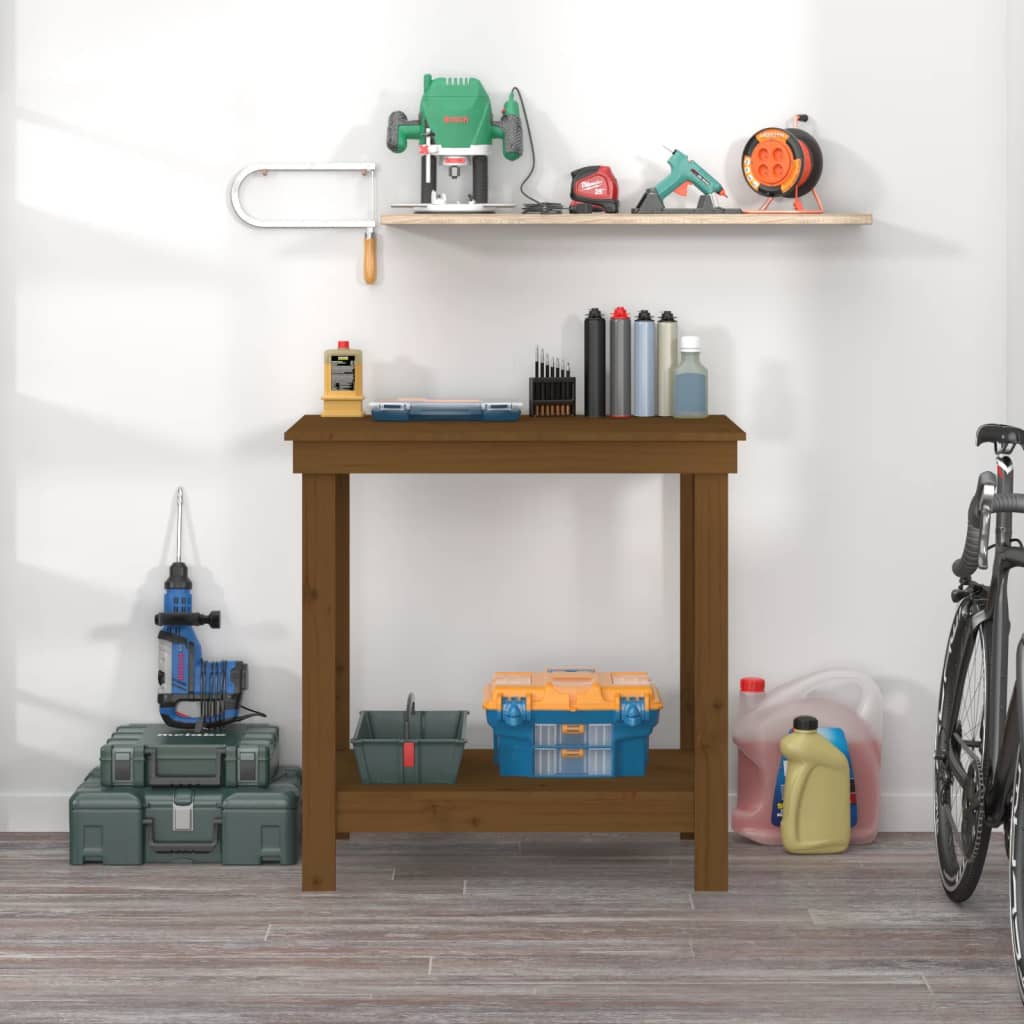 Vidaxx Workbench 80x50x80 cm Solid fyrretræ Honningbrun