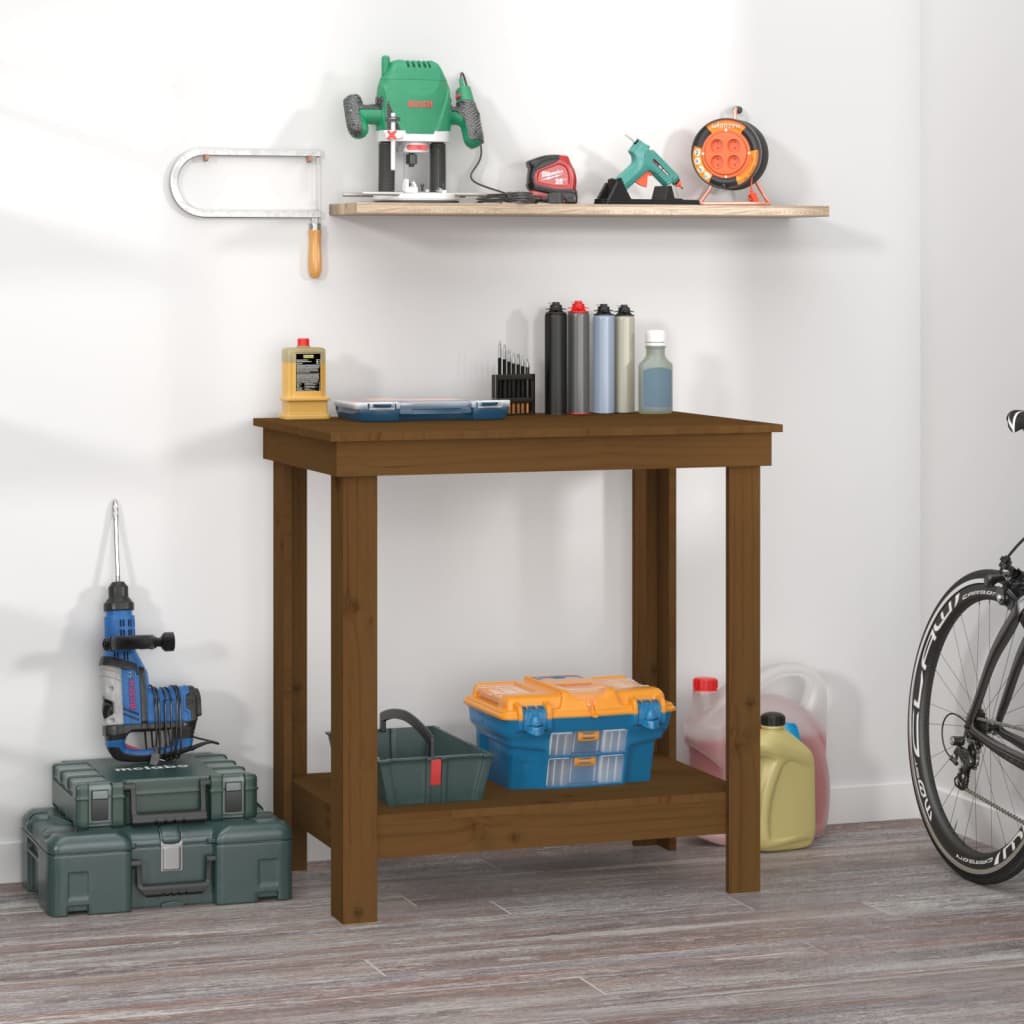 Vidaxx Workbench 80x50x80 cm Solid fyrretræ Honningbrun