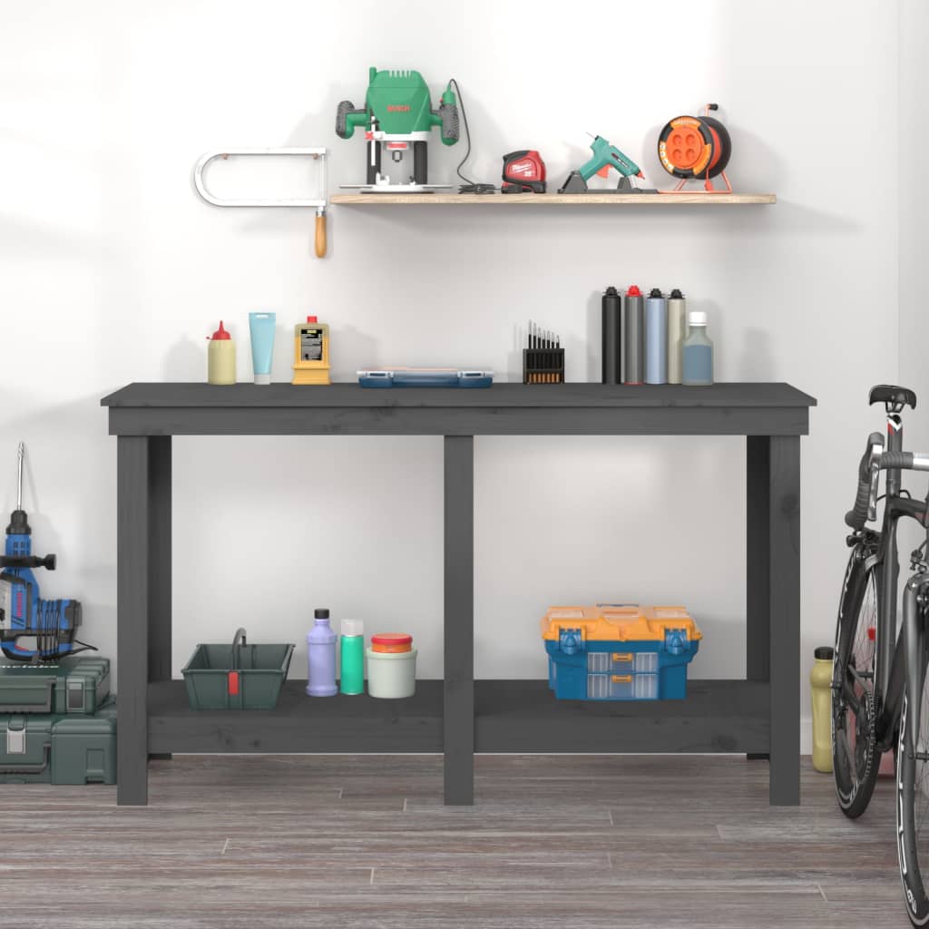 Vidaxx arbejdsbænk 140x50x80 cm solid fyrretræ grå
