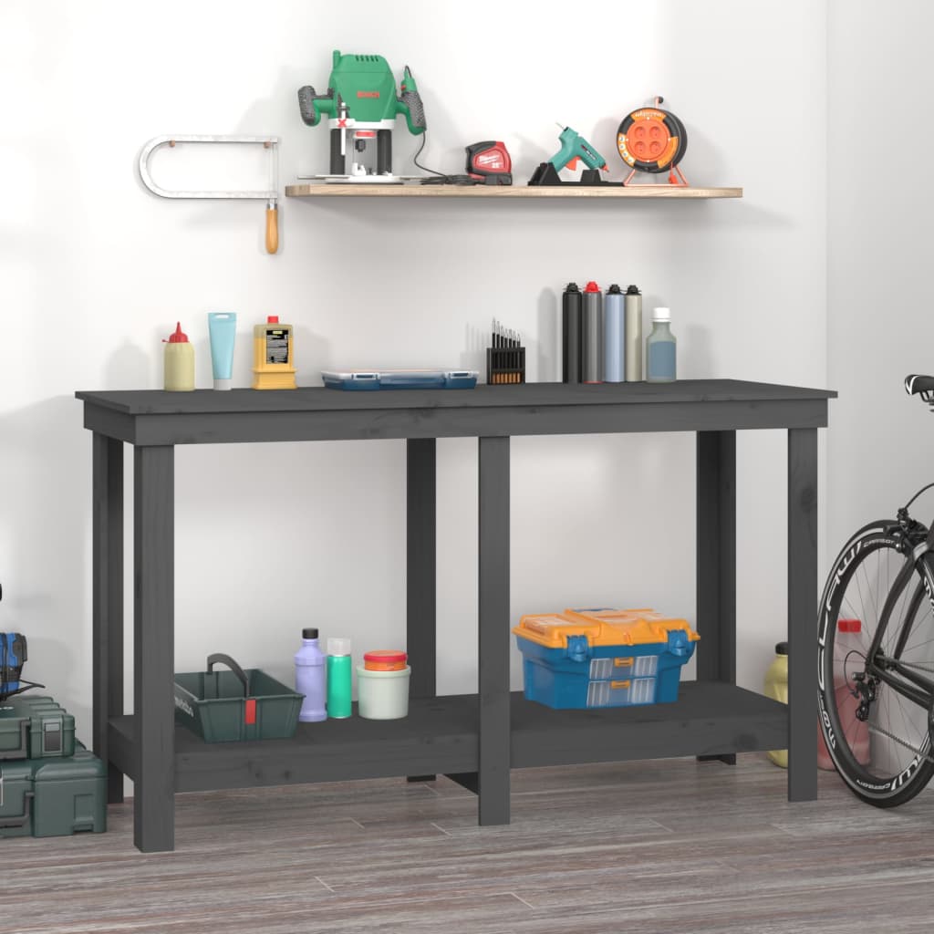 Vidaxx arbejdsbænk 140x50x80 cm solid fyrretræ grå