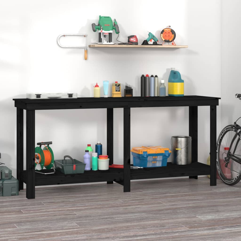 Vidaxx Workbench 180x50x80 cm Solid fyrretræ sort