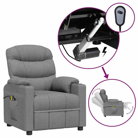 Vidaxl massagestoel elektrisch stof lichtgrijs