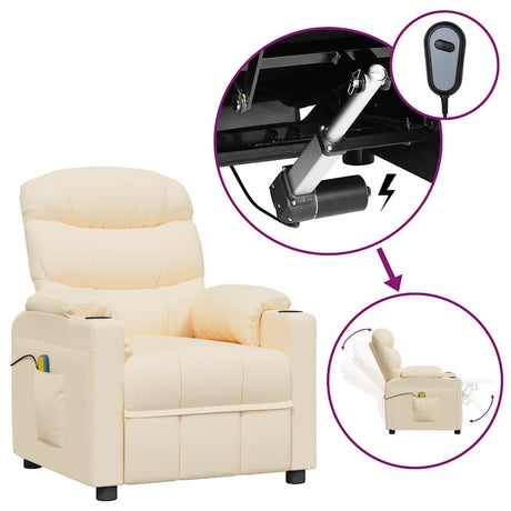 Vidaxl massagestoel elektrisch stof crèmekleurig
