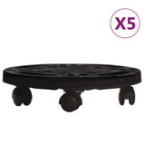 Vidaxl Plantevogne med hjul 5 stk. 170 kg diameter 30 cm sort sort