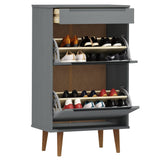 Vidaxx Shoe Cabinet Molde 59,5x35x103 cm Solid fyrretræ grå