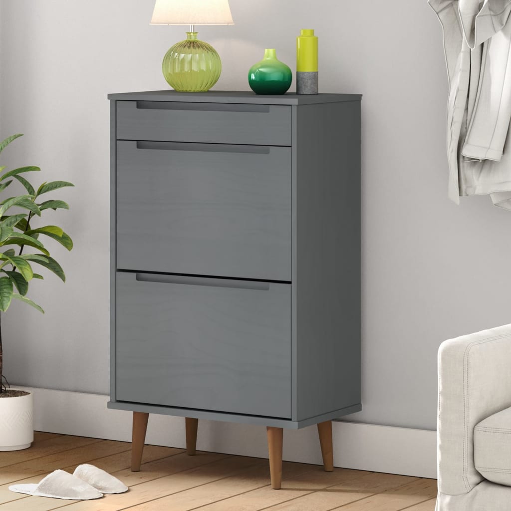 Vidaxx Shoe Cabinet Molde 59,5x35x103 cm Solid fyrretræ grå
