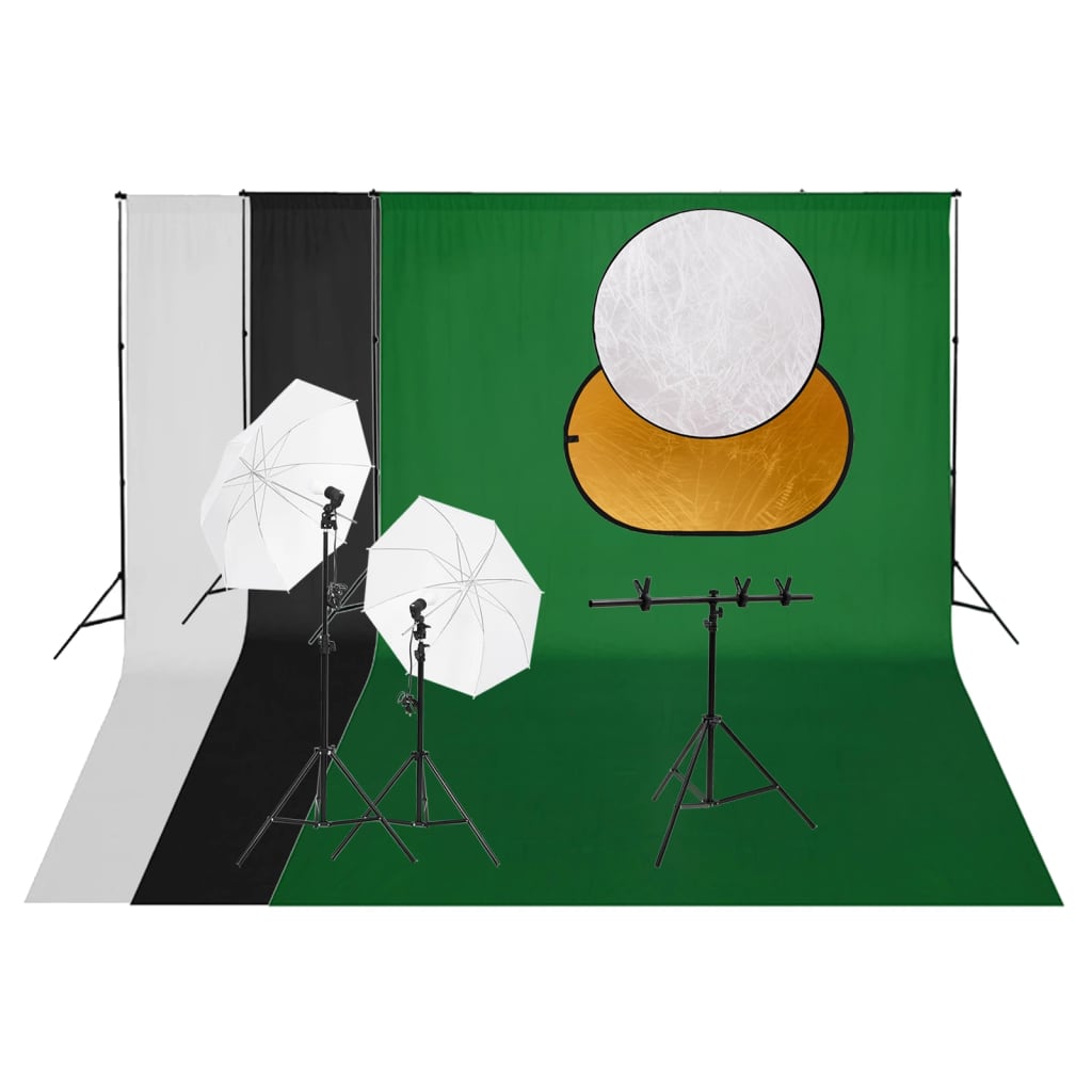 Vidaxxl fotostudiesæt med lyssæt baggrund og reflektor