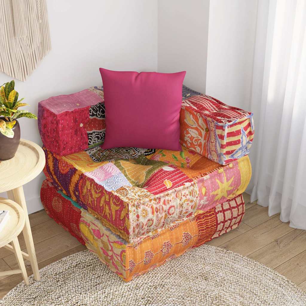 Vidaxl Pouf Modular med pude patchwork stof