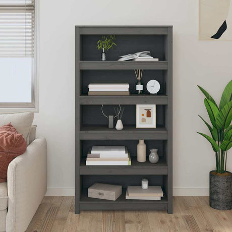Vidaxl boekenkast 80x35x154 cm massief grenenhout grijs