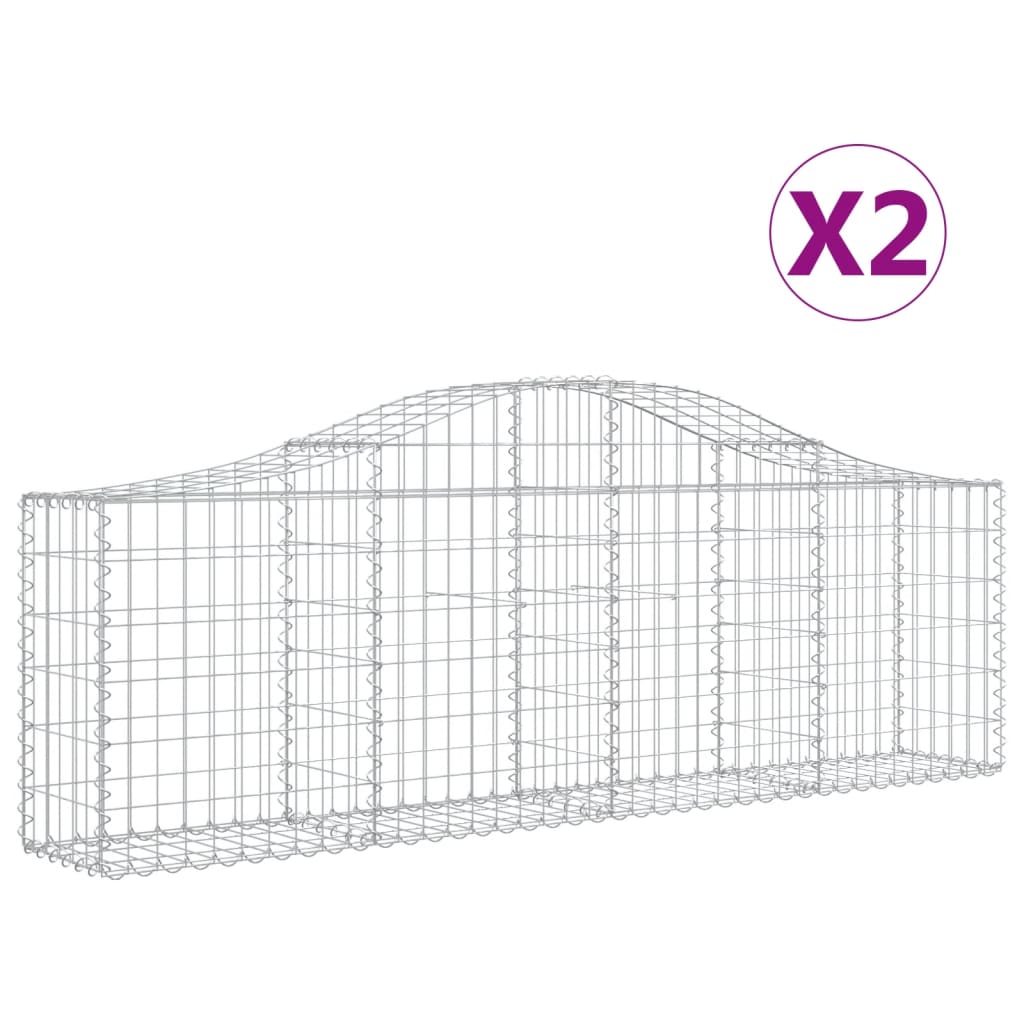 Vidaxl Gabions 2 PCS Buet 200x30x60 80 cm galvaniseret jern