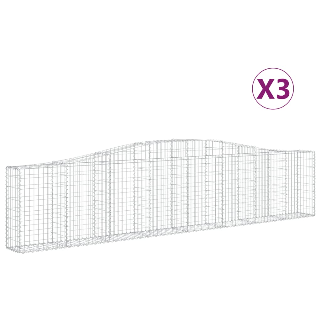 Vidaxl Gabions 3 stk buede 400x30x80 100 cm jern