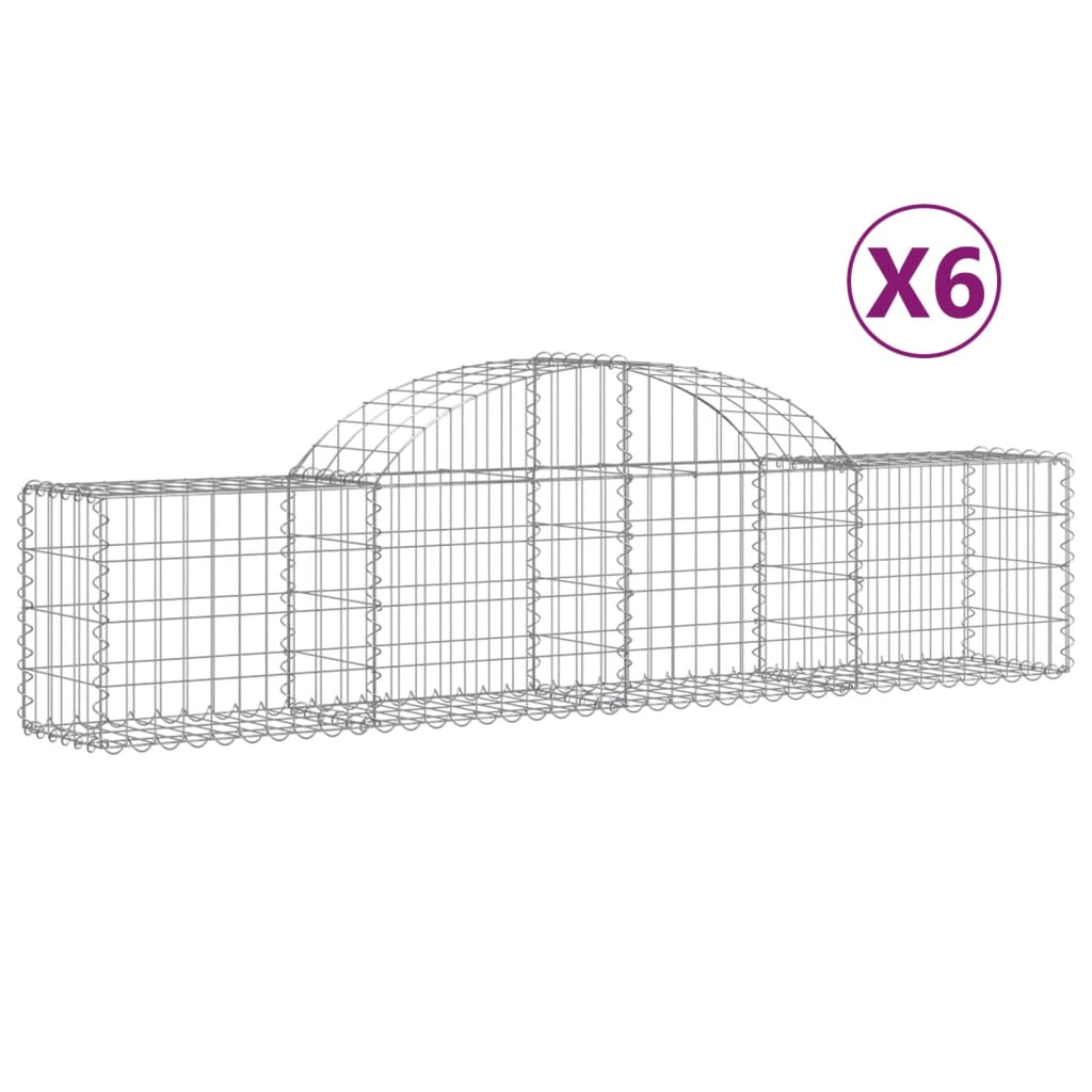 Vidaxl Gabions 6 PCS Buet 200x30x40 60 cm galvaniseret jern