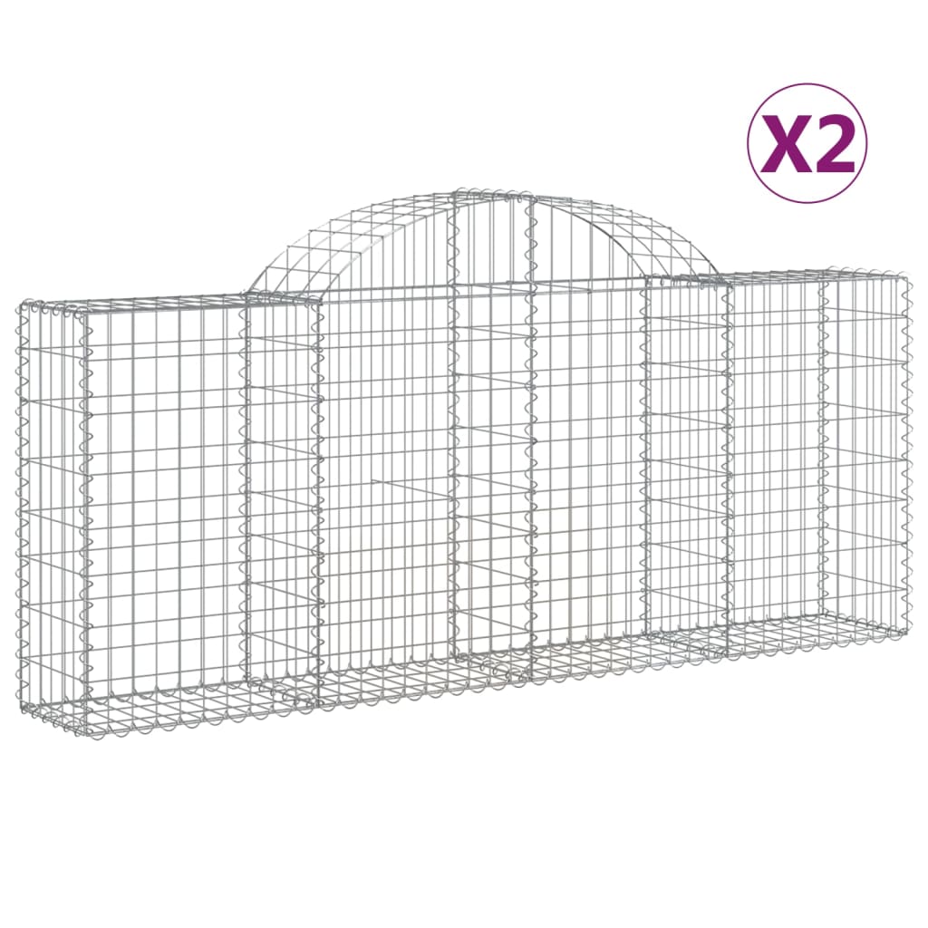 Vidaxl Gabions 2 stk. Buet 200x30x80 100 cm galvaniseret jern