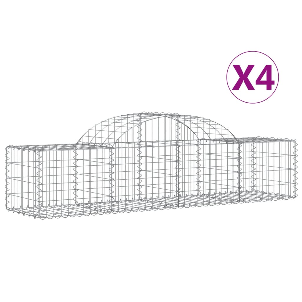 Vidaxl Gabions 4 PCS Buet 200x50x40 60 cm galvaniseret jern