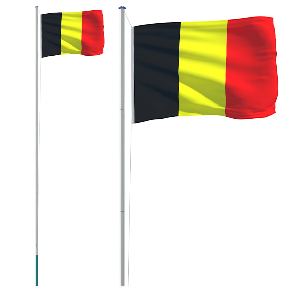 Vidaxl flag med flagstang Belgien 6,08 m aluminium