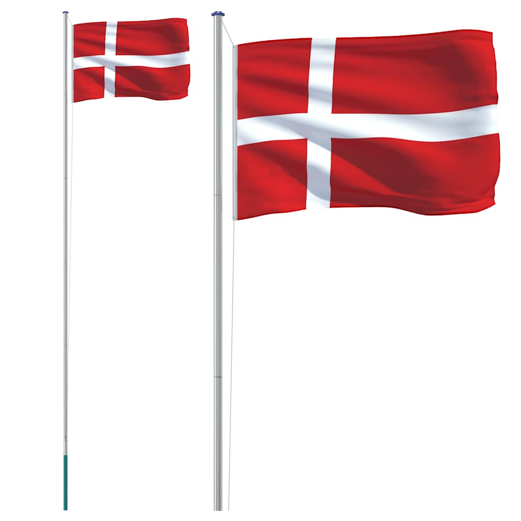 Vidaxl flag med flagstang Danmark 6,08 m aluminium