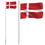 Vidaxl flag med flagstang Danmark 6,08 m aluminium