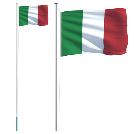 Vidaxl flag med flagstang Italien 6,08 m aluminium