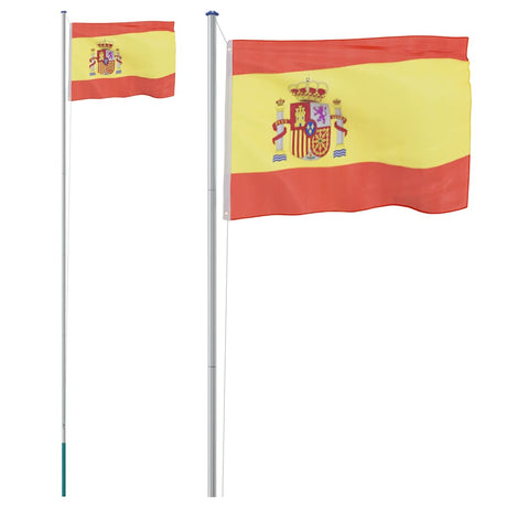 Vidaxxl flag med flagstang Spanien 6,08 m aluminium