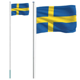 Vidaxl flag med flagstang Sverige 6,08 m aluminium