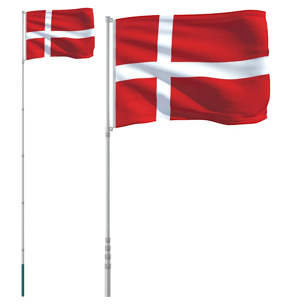 Vidaxl flag med flagstang Danmark 5,5 m aluminium