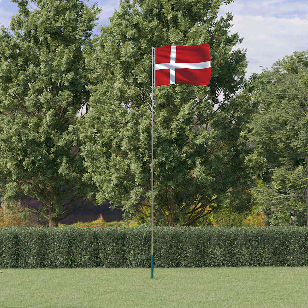 Vidaxl flag med flagstang Danmark 5,5 m aluminium
